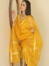 Banarasee Chanderi Cotton Salwar Kameez With Organza Dupatta Set-Yellow