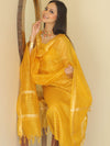 Banarasee Chanderi Cotton Salwar Kameez With Organza Dupatta Set-Yellow