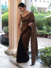 Banarasee Linen Tissue Metallic Shine Saree-Gold & Black