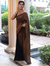 Banarasee Linen Tissue Metallic Shine Saree-Gold & Black
