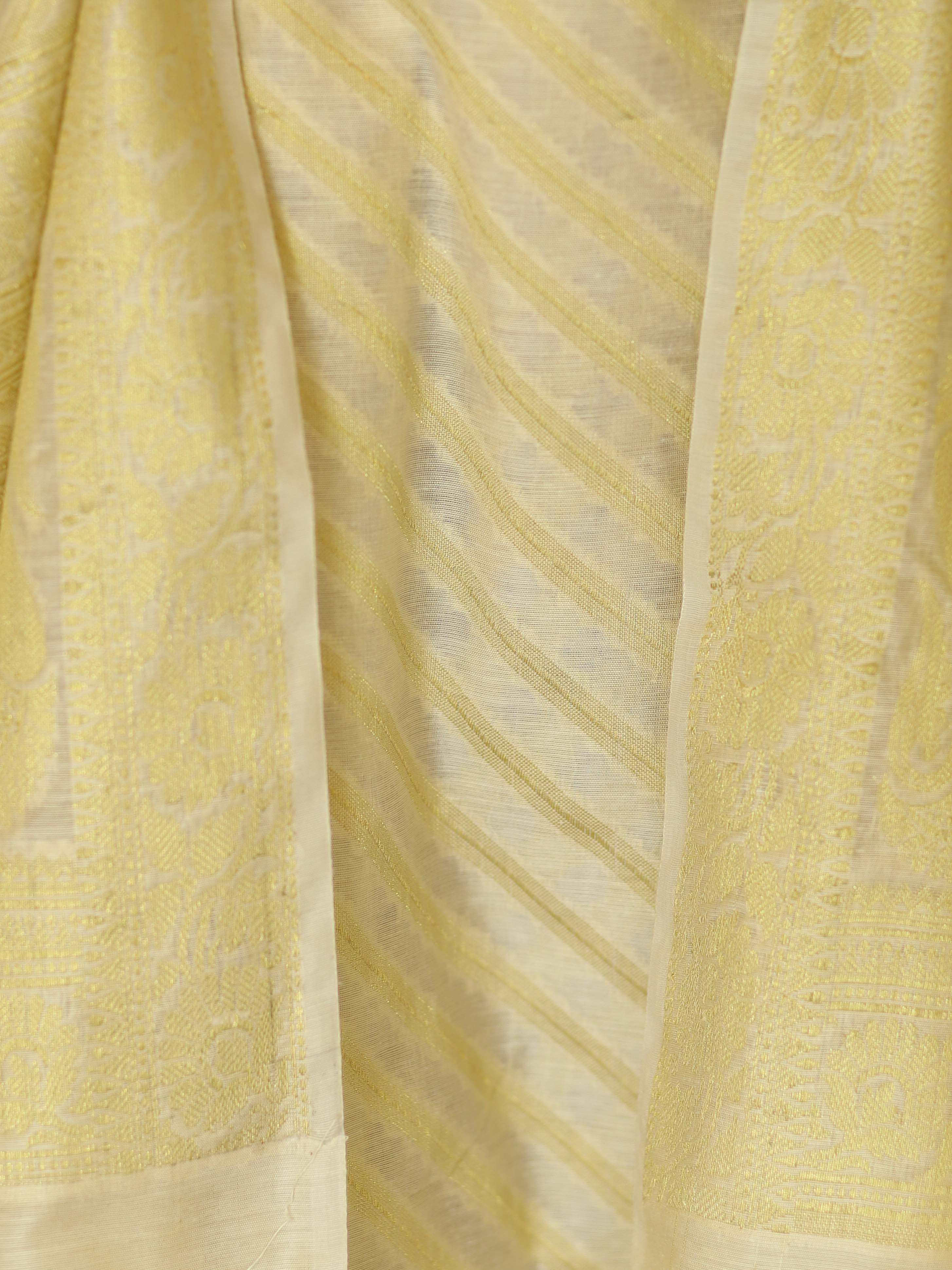 Banarasee Cotton Silk Zari Woven Salwar Kameez Dupatta Set-White