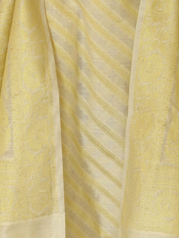 Banarasee Cotton Silk Zari Woven Salwar Kameez Dupatta Set-White