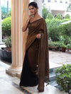 Banarasee Linen Tissue Metallic Shine Saree-Gold & Black