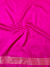 Banarasee Semi-Katan Zari Buta & Contrast Border Saree-Grey & Pink