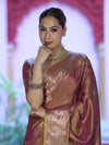 Banarasee Handloom Dual Tone Semi Silk Saree With Zari Buta Design & Floral Border-Mauve