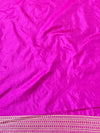 Banarasee Semi-Katan Zari Buta & Contrast Border Saree-Maroon & Pink