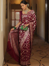 Banarasee Semi-Katan Zari Jaal Saree-Violet