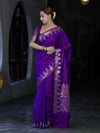 Banarasee Handloom Dual Tone Semi Silk Saree With Zari Border-Violet