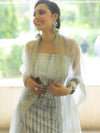 Banarasee Chanderi Cotton Zari Work Salwar Kameez With Dupatta-White & Grey