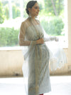 Banarasee Chanderi Cotton Zari Work Salwar Kameez With Dupatta-White & Grey
