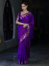 Banarasee Handloom Dual Tone Semi Silk Saree With Zari Border-Violet