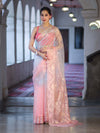 Banarasee Dual Color Organza Mix Saree With Resham & Zari Work-Peachy Pink & Off White