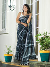 Banarasee Handloom Cotton Silk Hand Dyed Shibori Pattern Saree-Slate Blue