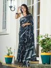 Banarasee Handloom Cotton Silk Hand Dyed Shibori Pattern Saree-Slate Blue