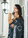 Banarasee Handloom Cotton Silk Hand Dyed Shibori Pattern Saree-Slate Blue