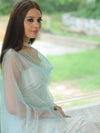 Banarasee Chanderi Cotton Zari Work Salwar Kameez With Dupatta-White & Blue