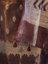 Banarasee Tissue Zari Work Salwar Kameez Fabric With Dupatta Set-Brown