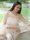 Banarasee Chanderi Cotton Zari Work Salwar Kameez With Dupatta-White & Brown