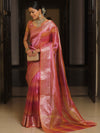 Banarasee Handwoven Shaded Tissue Saree-Pink