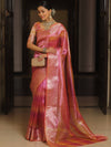 Banarasee Handwoven Shaded Tissue Saree-Pink