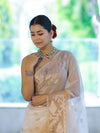 Banarasee Dual Color Organza Mix Saree With Zari Work-Gold & Silver