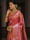 Banarasee Handwoven Shaded Tissue Saree-Pink