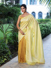 Banarasee Pure Linen Shine Saree-Yellow (Dual Tone)