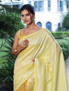 Banarasee Pure Linen Shine Saree-Yellow (Dual Tone)