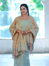 Banarasee Cotton Silk Zari Work Salwar Kameez Fabric With Jaal Design Dupatta Set-Pastel Green & Gold