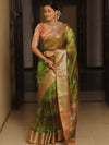 Banarasee Handwoven Shaded Tissue Saree-Green