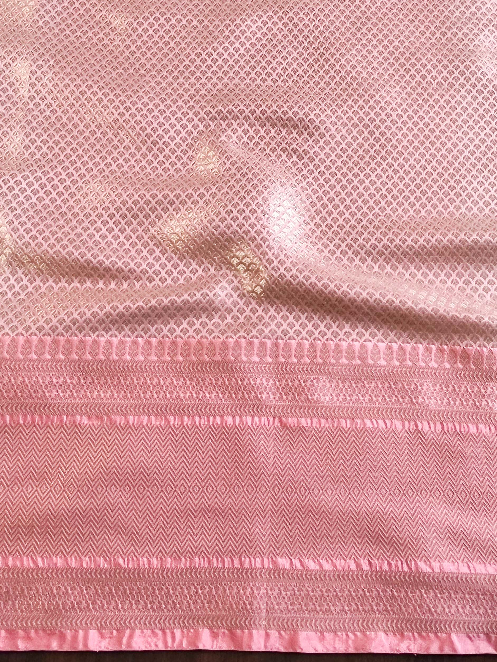 Banarasee Organza Mix Saree With Zari Buta & Border-Yellow & Pink