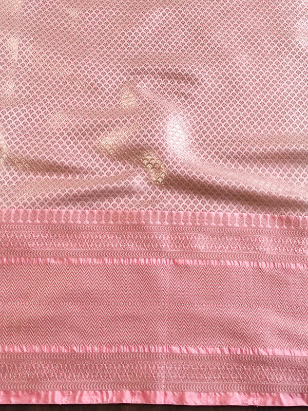 Banarasee Organza Mix Saree With Zari Buta & Border-Yellow & Pink