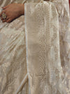 Banarasee Handloom Pure Cotton Silk Saree With Zari Jaal Design-Off White