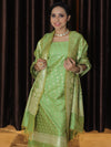Banarasee Salwar Kameez Semi Katan Silk Fabric With Zari Work-Green