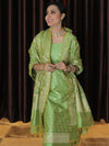 Banarasee Salwar Kameez Semi Katan Silk Fabric With Zari Work-Green