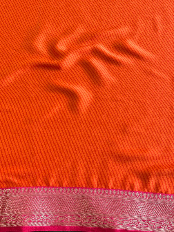 Banarasee Chiffon Blend Saree Chunri Print Zari Border & Silk Blouse-Pink