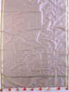 Banarasee Art Silk Dupatta With Hand-Embroidered Motifs-Grey