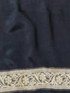 Banarasee Pure Handloom Muga Silk Saree With Zari & Gold Weaving-Black