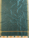 Banarasee Art Silk Dupatta With Hand-Embroidered Motifs-Green