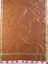 Banarasee Art Silk Dupatta With Hand-Embroidered Motifs-Brown