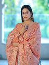 Banarasee Cotton Silk Zari Work Salwar Kameez Fabric With Jaal Design Dupatta Set-Pastel Blue & Dark Peach