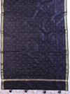Banarasee Art Silk Dupatta With Hand-Embroidered Motifs-Black
