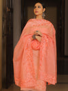 Banarasee Chanderi Cotton Embroidered Salwar Kameez Fabric With Dupatta-Peach