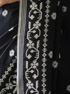 Banarasee Handloom Semi Silk Saree With Resham Geometric Design & Border-Black