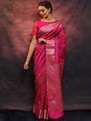 Banarasee Handwoven Semi Silk Saree With Zari Work-Pink
