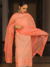 Banarasee Chanderi Cotton Embroidered Salwar Kameez Fabric With Dupatta-Peach