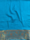 Banarasee Pure Handloom Muga Silk Saree With Zari & Gold Weaving-Blue