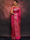 Banarasee Handwoven Semi Silk Saree With Zari Work-Pink