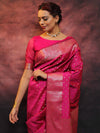 Banarasee Handwoven Semi Silk Saree With Zari Work-Pink