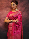 Banarasee Handwoven Semi Silk Saree With Zari Work-Pink